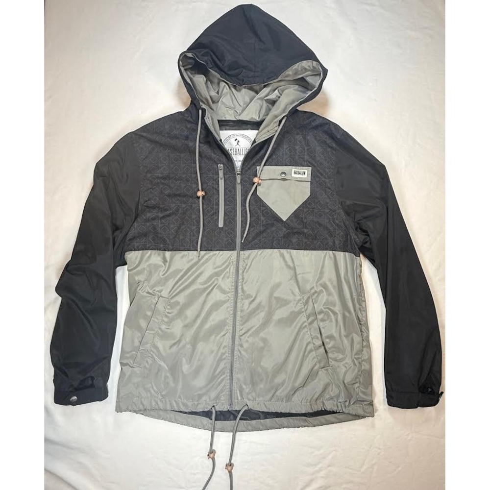 Baseballism WINFIELD Windbreaker Rain Jacket Black/Gray Size 3XL Authentic Fan